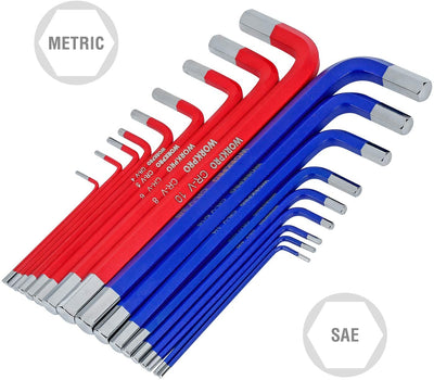 WORKPRO HEX KEY WRENCH SET SAE METRIC LONG ARM WITH BOX 18PCS Payday Deals
