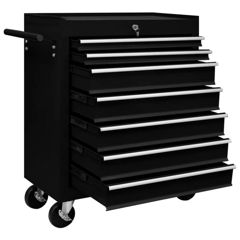 Workshop Tool Trolley with 7 Drawers Black Payday Deals