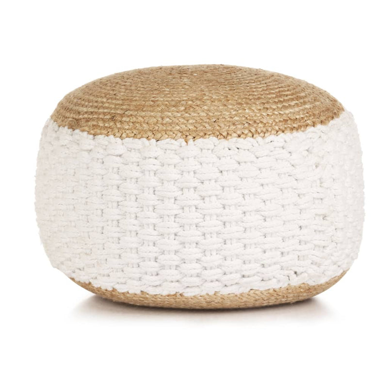 Woven/Knitted Pouffe Jute Cotton 50x35 cm White Payday Deals