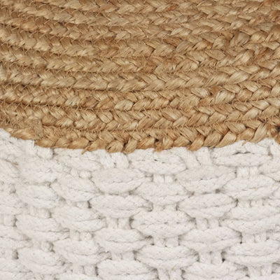 Woven/Knitted Pouffe Jute Cotton 50x35 cm White Payday Deals