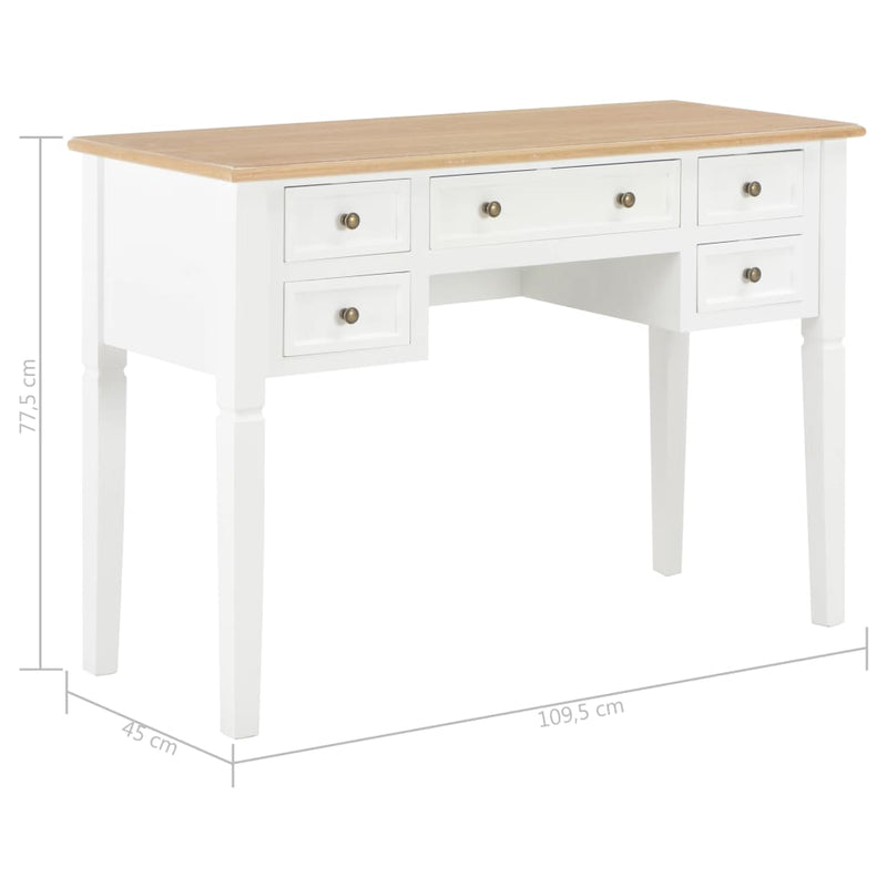 Writing Desk White 109.5x45x77.5 cm Wood Payday Deals