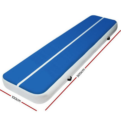 x 1m Inflatable Air Track Mat 20cm Thick Gymnastic Tumbling Blue And White