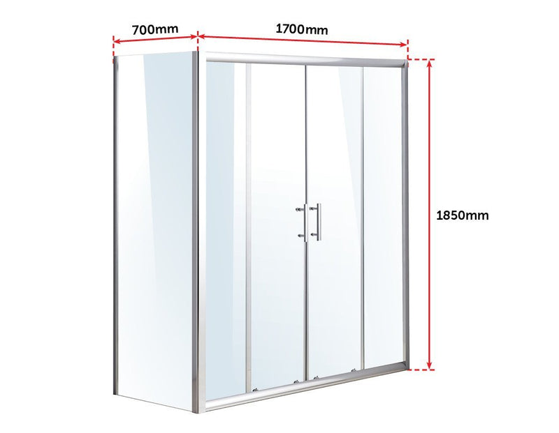 1700 X 700 Sliding Door Safety Glass Shower Screen By Della Francesca Payday Deals