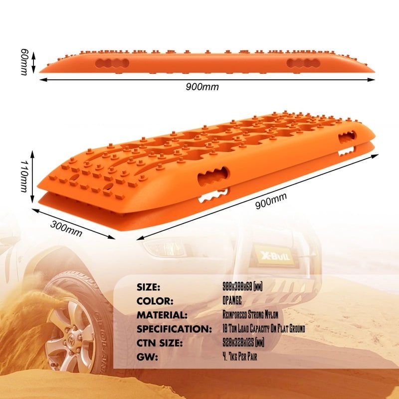 X-BULL KIT1 Recovery track Board Traction Sand trucks strap mounting 4x4 Sand Snow Car ORANGE Payday Deals