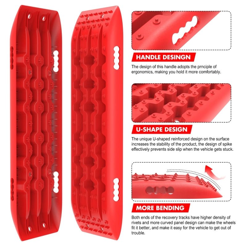 X-BULL KIT1 Recovery track Board Traction Sand trucks strap mounting 4x4 Sand Snow Car RED Payday Deals