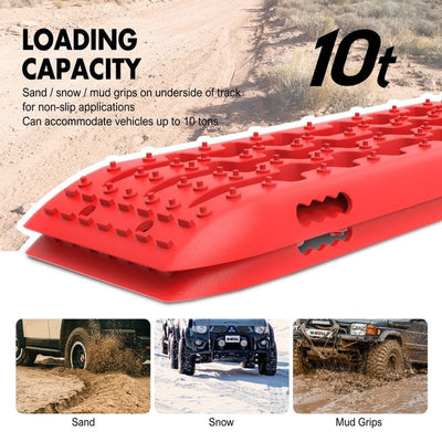 X-BULL KIT1 Recovery track Board Traction Sand trucks strap mounting 4x4 Sand Snow Car RED Payday Deals