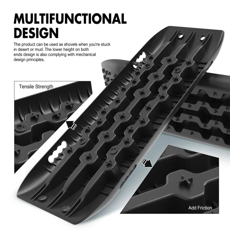 X-BULL KIT2 Recovery tracks 6pcs Board Traction Sand trucks strap mounting 4x4 Sand Snow Car BLACK Payday Deals