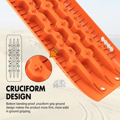X-BULL KIT2 Recovery tracks 6pcs Board Traction Sand trucks strap mounting 4x4 Sand Snow Car ORANGE Payday Deals