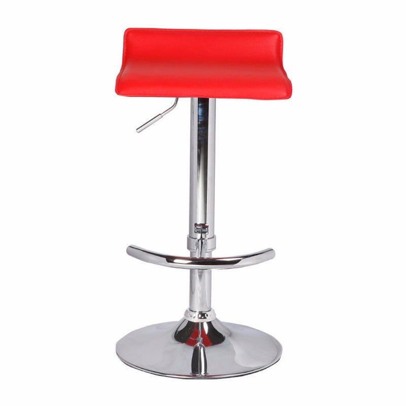 2X Red Bar Stools Faux Leather Low Back Adjustable Crome Base Gas Lift Slim Seat Swivel Chairs Payday Deals