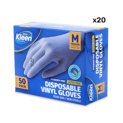 Xtra Kleen 1000PCE Disposable Gloves Latex & Powder Free Food Safe Size M