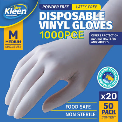 Xtra Kleen 1000PCE Disposable Gloves Latex & Powder Free Food Safe Size M Payday Deals