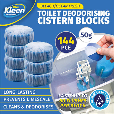 Xtra Kleen 144PCE Toilet Cistern Blocks Deodarising Long Lasting 50g Payday Deals