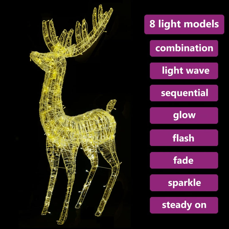 XXL Acrylic Christmas Reindeer 250 LED 180 cm Warm White Payday Deals