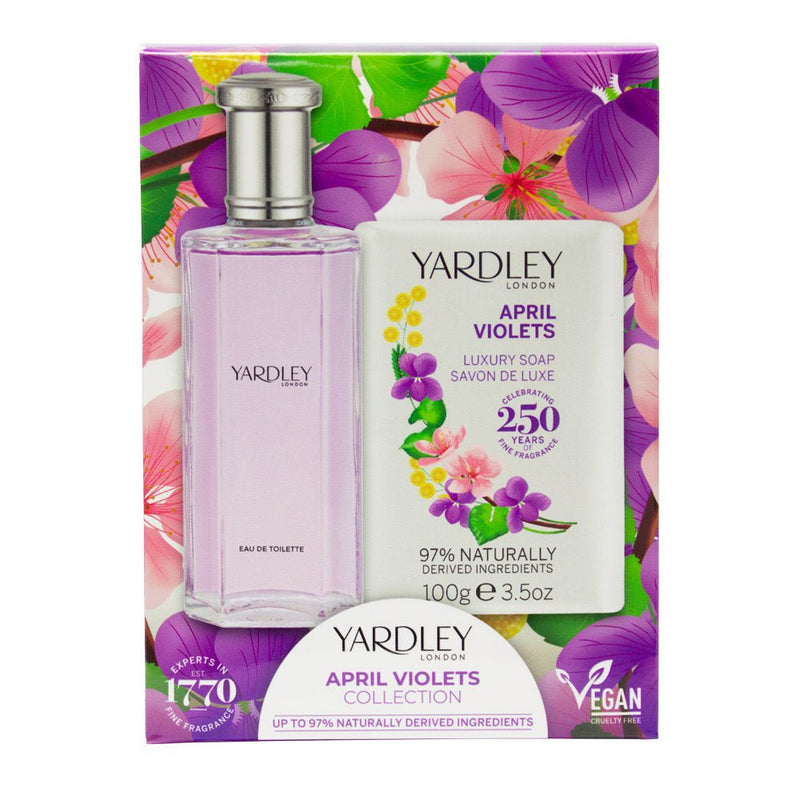 Yardley April Violets Gift Set 125ml Eau De Toilette and 100gm Soap Payday Deals