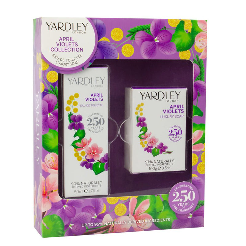 Yardley April Violets Gift Set 50ml Eau De Toilette and 100gm Soap Payday Deals