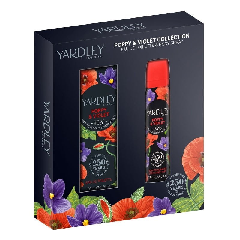 Yardley Poppy & Violet Collection EDT & Body Spray Gift Pack Duo Set Payday Deals