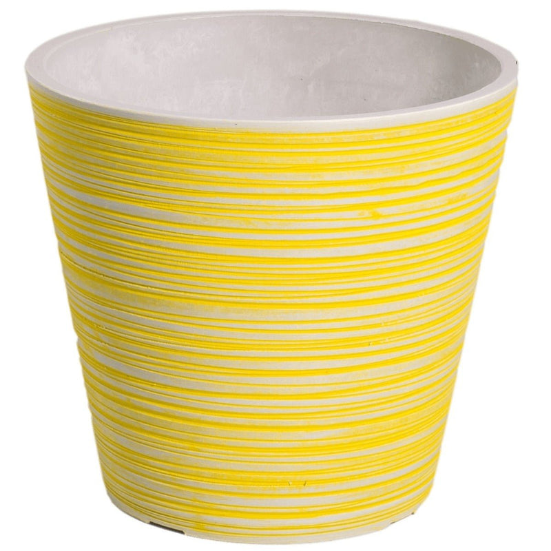 Yellow and White Engraved Pot 14cm Payday Deals
