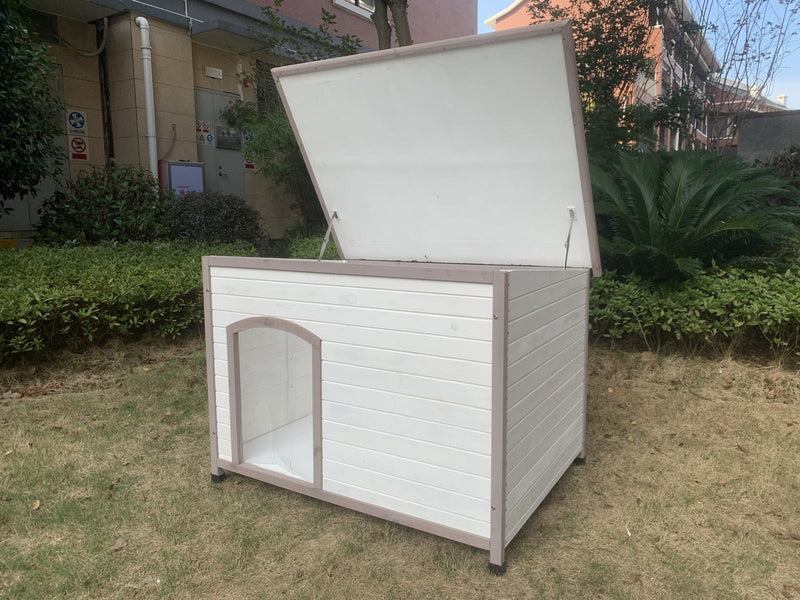 YES4PETS XXL Timber Pet Dog Kennel House Puppy Wooden Timber Cabin With Stripe White Payday Deals