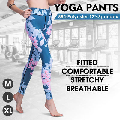 Yoga Leggings Sport Women Fitness Printing High Waist Running Pants  L size