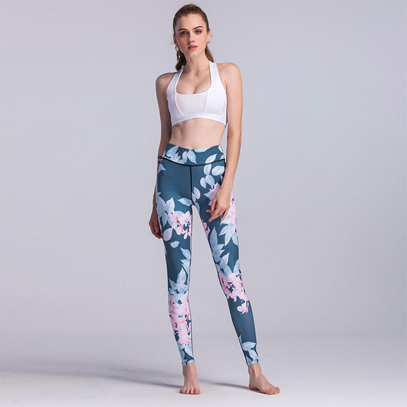 Yoga Leggings Sport Women Fitness Printing High Waist Running Pants  L size