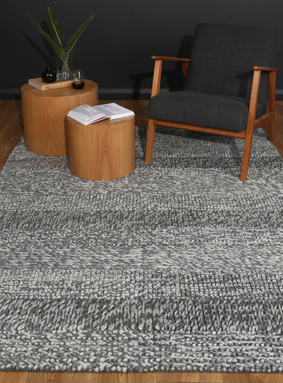 Zayna Grace Charcoal Wool Blend Rug 160x230cm Payday Deals