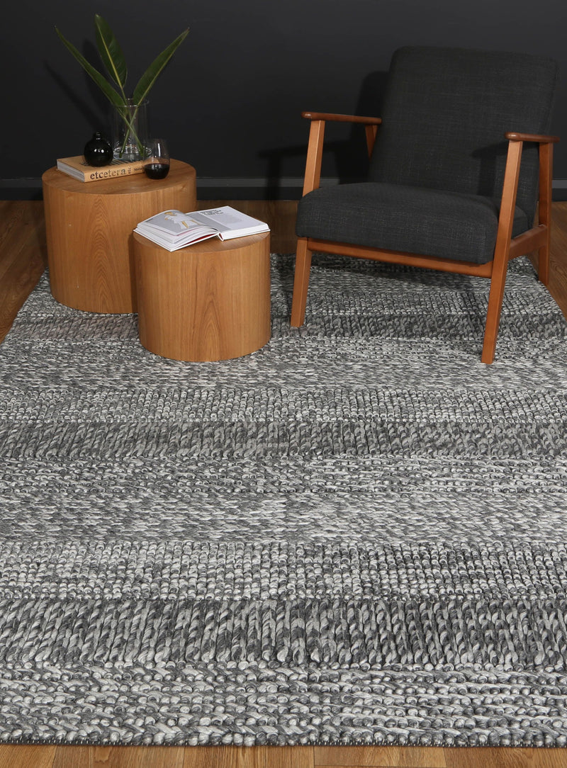 Zayna Grace Charcoal Wool Blend Rug 160x230cm Payday Deals