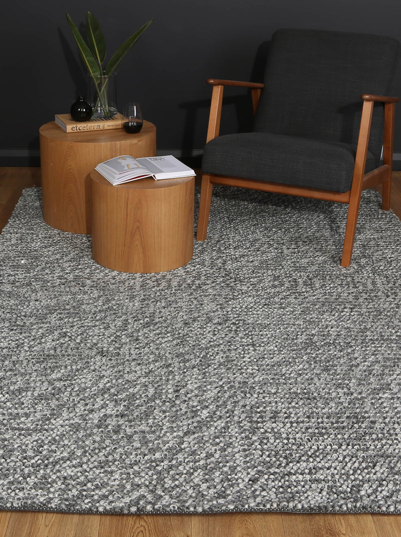 Zayna Loopy Charcoal Wool Blend Rug 240x330cm Payday Deals