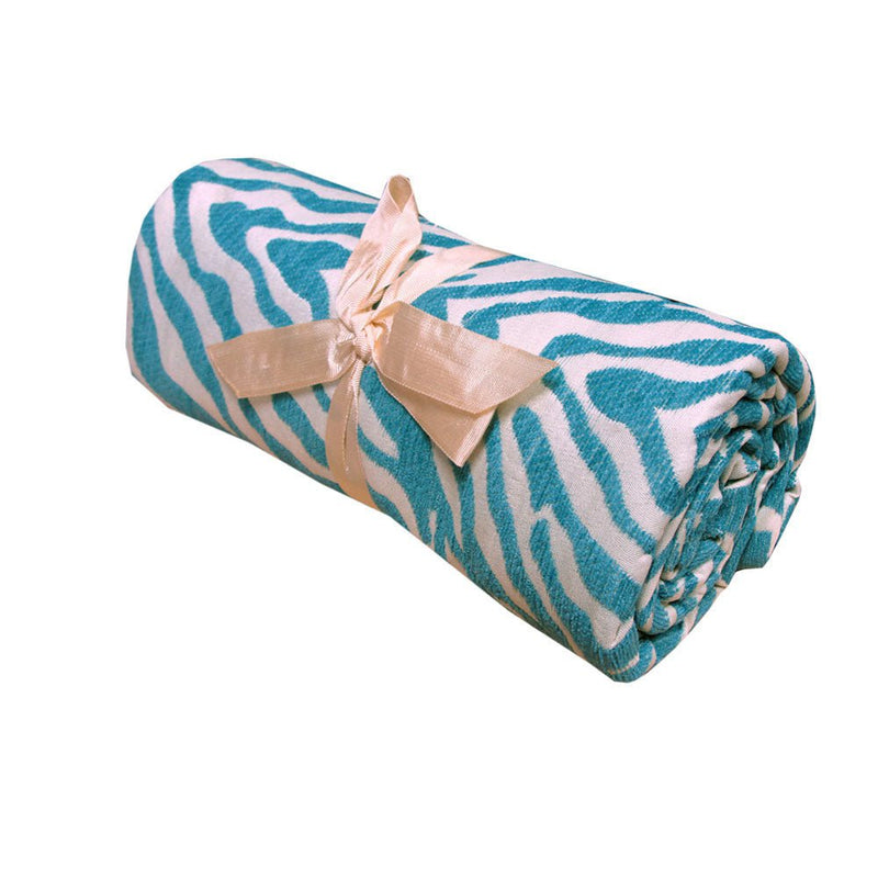 Zebra Chenille Textured Throw Rug Aqua Payday Deals