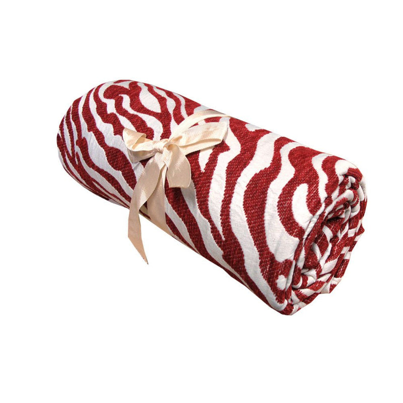 Zebra Chenille Textured Throw Rug Red Payday Deals