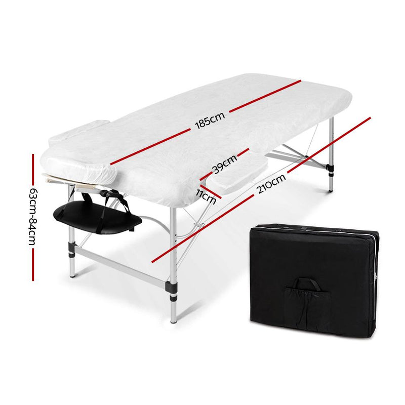Zenses 2 Fold Portable Aluminium Massage Table Massage Bed Beauty Therapy Black 55cm Payday Deals
