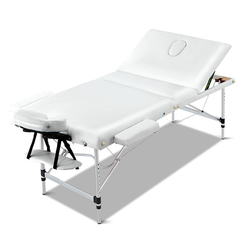 Zenses 3 Fold Portable Aluminium Massage Table - White Payday Deals