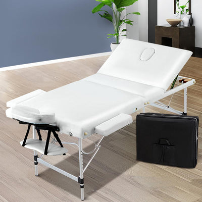 Zenses 3 Fold Portable Aluminium Massage Table - White Payday Deals