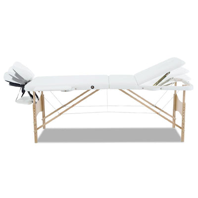 Zenses 3 Fold Portable Wood Massage Table - White Payday Deals