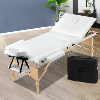 Zenses 3 Fold Portable Wood Massage Table - White Payday Deals
