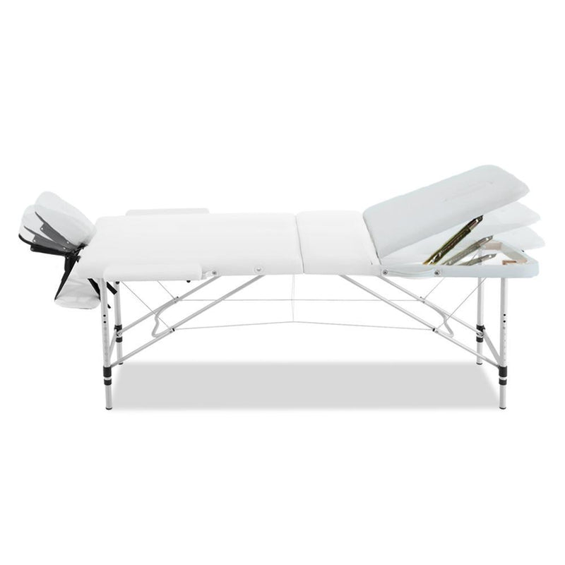 Zenses 80cm Wide Portable Aluminium Massage Table 3 Fold Treatment Beauty Therapy White