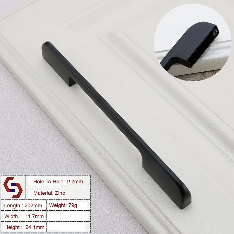 Zinc Kitchen Cabinet Handles Drawer Bar Handle Pull BLACK hole to hole size 192mm Payday Deals